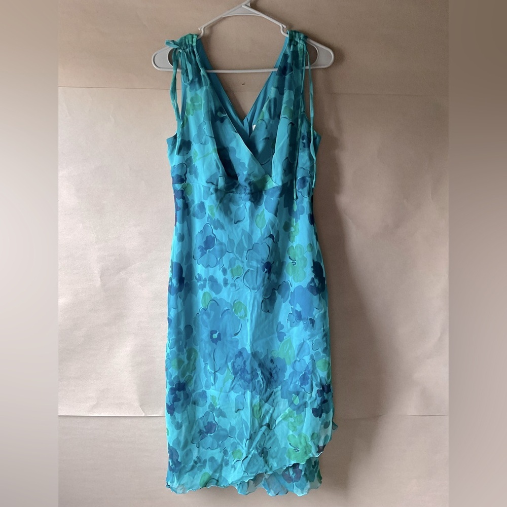 Giorgio Fiorlini Dress. Blue & Green Size 14 Midi length.